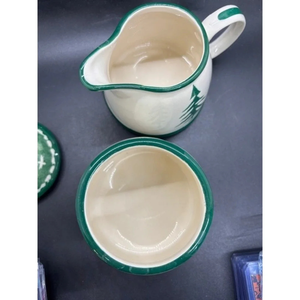 Vintage Dansk Nordic Knits Christmas Cream & Sugar Bowl Set Ceramic‎